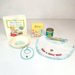 Bitty Baby Breakfast Set 1995 American Girl With Book Bibs & Dish Accessories